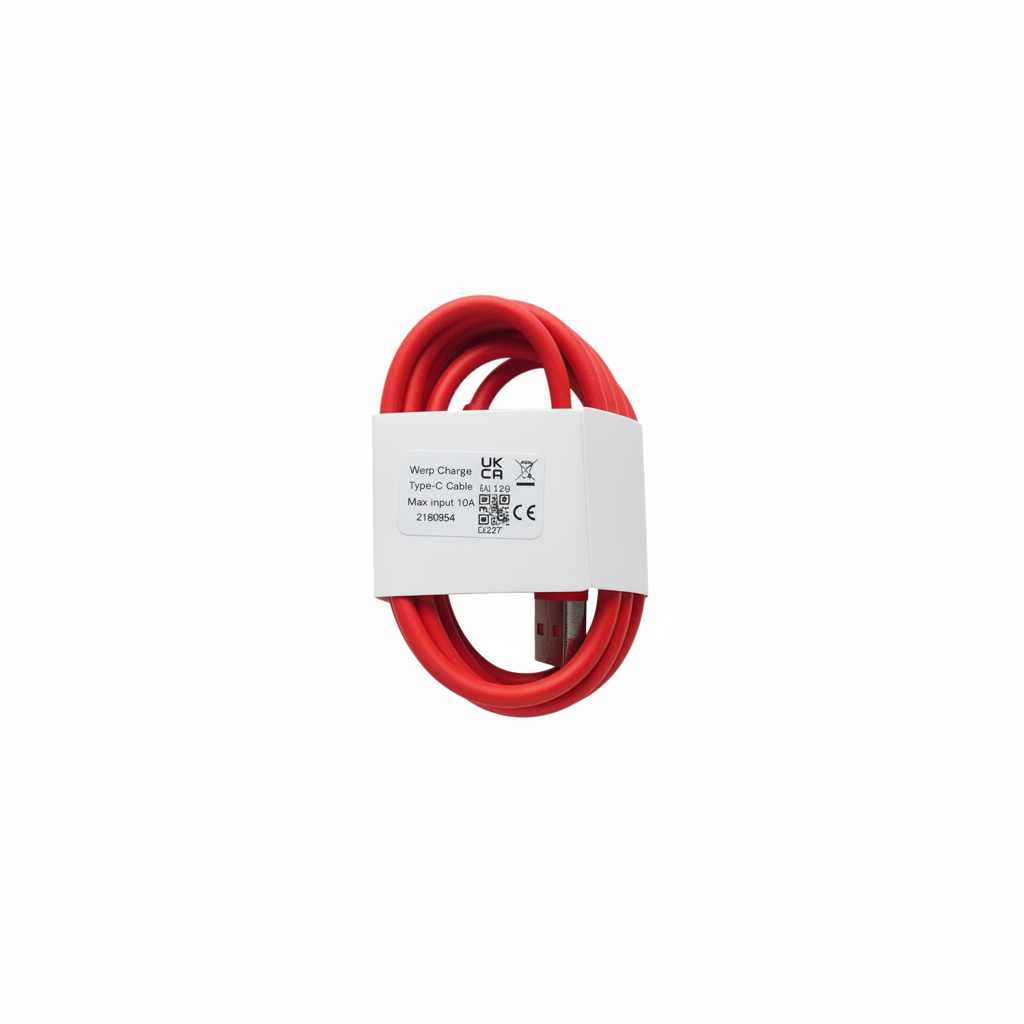 OnePlus Warp Charge Red Cable Coiled