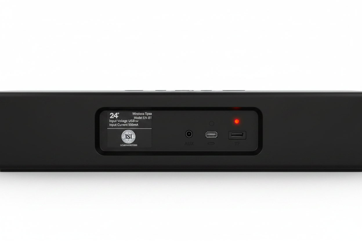 24 Energy Music 110 soundbar back panel showing USB TF AUX ports