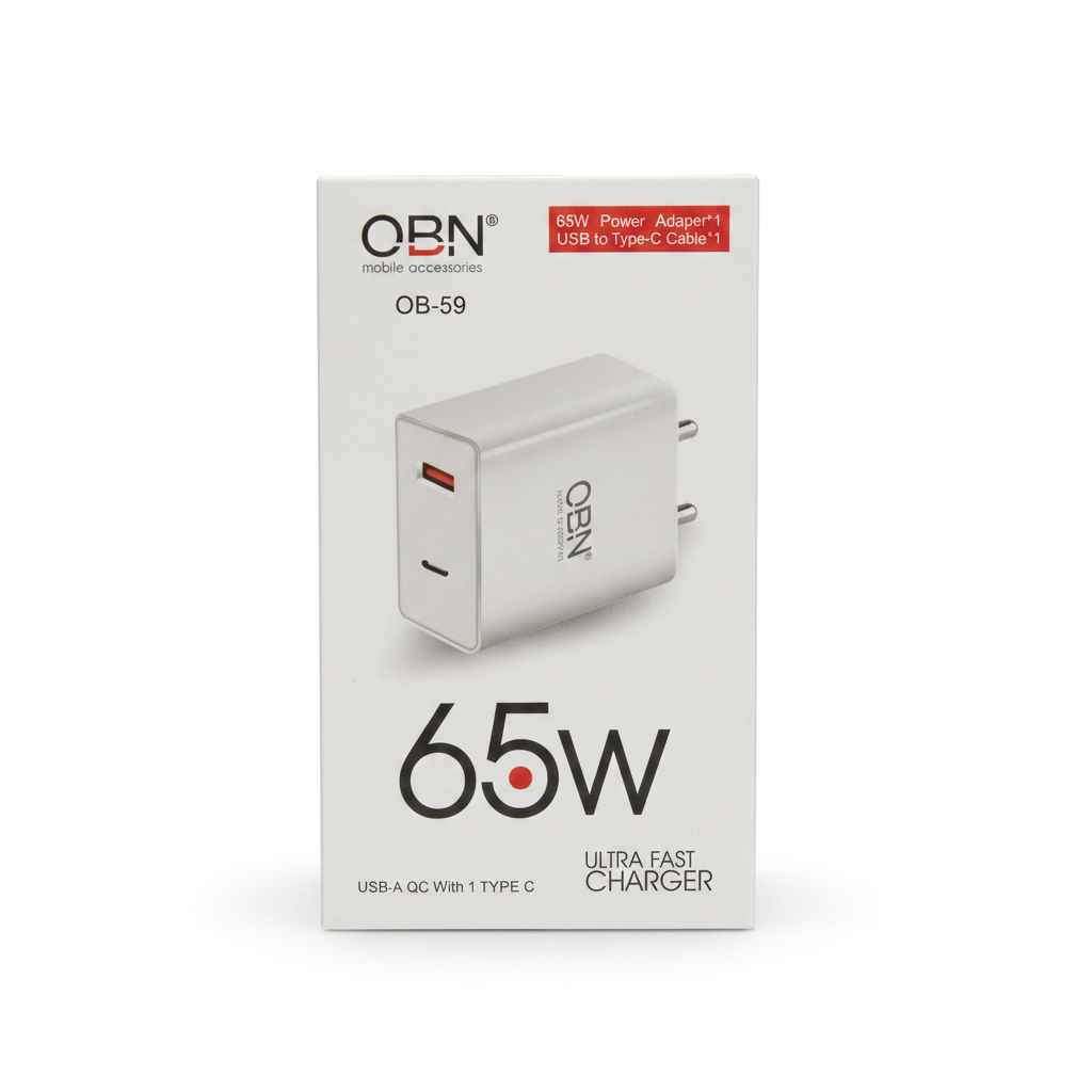 OBN OB-59 65W charger box front – white background